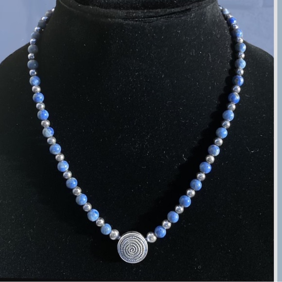 Carolyn Pollack Relios Sterling Necklace w/Enhancer-Denim Lapis & SS Beads–CP925 - Picture 5 of 5